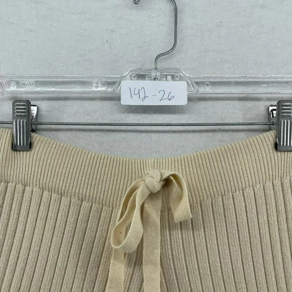 J.ING Wide Leg Pants Womens Sz XS-S Cream Ribbed Loose High Rise Stretch Knitted - Picture 10 of 11